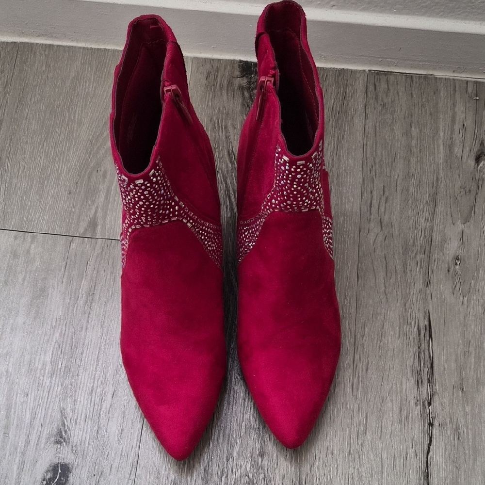 Elegant Red Women's Ankle Boots
